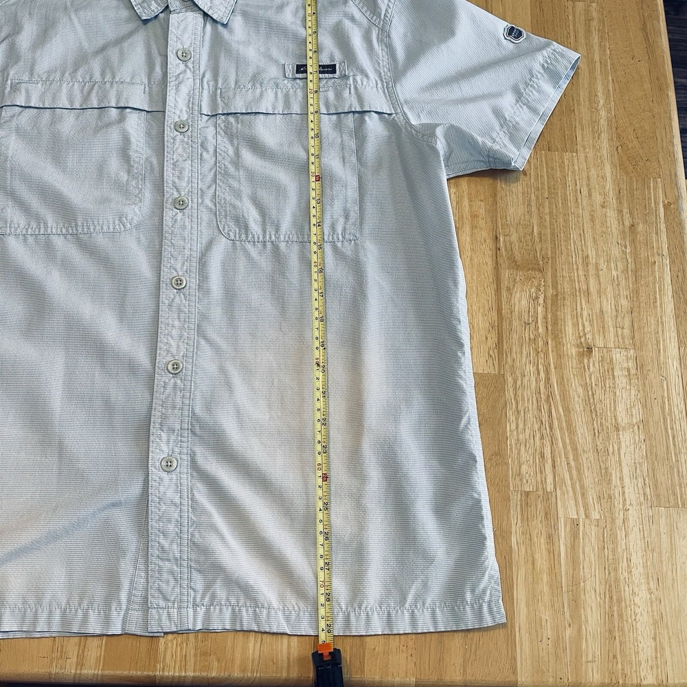 Eddie Bauer Men's Short Sleeve Moisture Wicking Shirt Large Gray White Fishing - Picture 9 of 11
